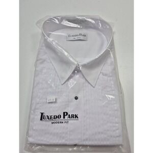 Tuxedo Park Dress Shirt Mens 3XL 36/37 White Pleated French Cuff Formal Tuxedo